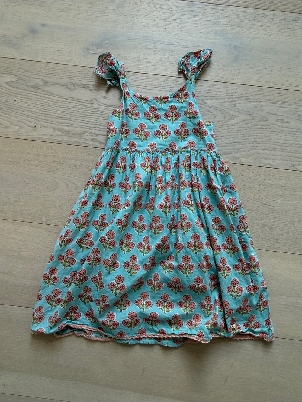 Yo Baby Turquoise Floral Sundress with Ruffled Straps